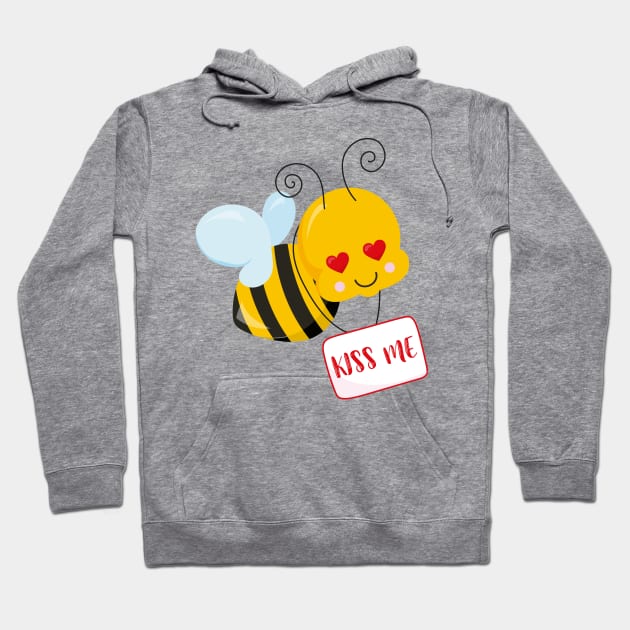 Cute Bee Valentine's day Design Hoodie by P-ashion Tee